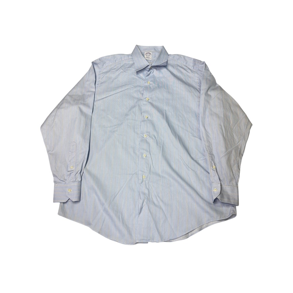Brooks Brothers Mens Dress Shirt Blue Pin Stripe‎ 17 1/2 36 All Cotton Made USA